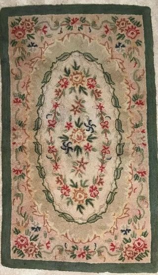Vtg American Hand Crafted Hooked Wool Rug 3 