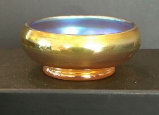 Antique Signed L.  C.  T.  Tiffany Studios Favrile Art Glass 2.  5 " Salt Cellar Gold