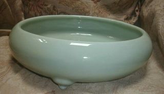 Large Antique Chinese Celadon Porcelain Footed Planter Vg Ikebana Green Dish