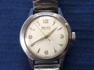 Vintage Gruen Precision Men’s Swiss Watch Stainless Steel Speidel Band 2