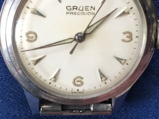 Vintage Gruen Precision Men’s Swiss Watch Stainless Steel Speidel Band 5