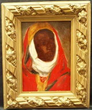 19th Century Portrait Study African Gentleman Antique Oil Painting