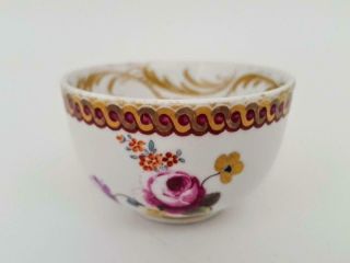 Antique 18th Century Meissen Hand Painted Porcelain Floral & Gilt Tea Bowl 2