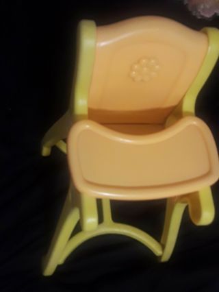 Vintage 1980 Mattel Tuff Stuff Baby Doll High Chair Yellow & Orange