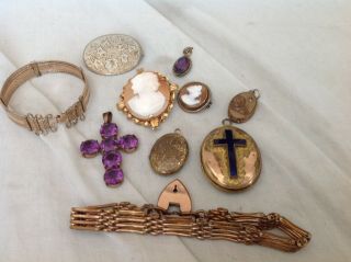 Antique Victorian Pinchbeck Jewellery Bracelet/bangle/locket/pendant/cameo No/re