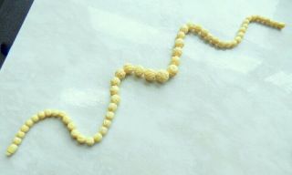 Antique Vintage Necklace,  Hand Carved Graduated Bovine Bone Beads,  Cream Color 5