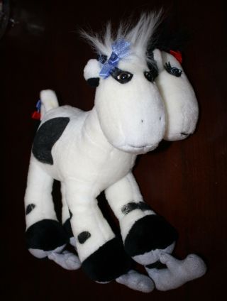 Vintage 1987 Up In The Air Two 2 Headed Jersey Cow On Skates Plush Doll 13 "