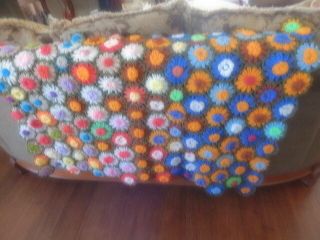 Vintage Granny Square Afghan Crochet Blanket Throw Multicolor Hand Made 48 " X 31”