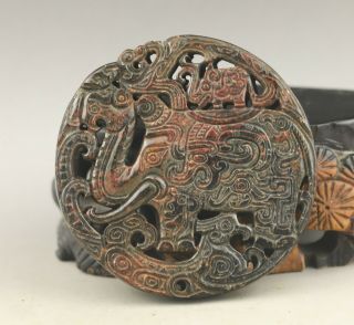 China Old Natural Jade Hand - Carved Elephant Pendant