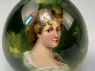 Antique Royal Bonn German Signed Portrait of Woman Gourd Shape Vase Tiny Neck 2