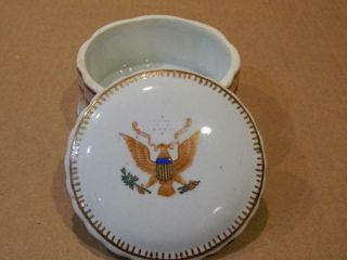 Chinese Export Dresser Box Armorial American Eagle 13 Stars Hand Painted Antique