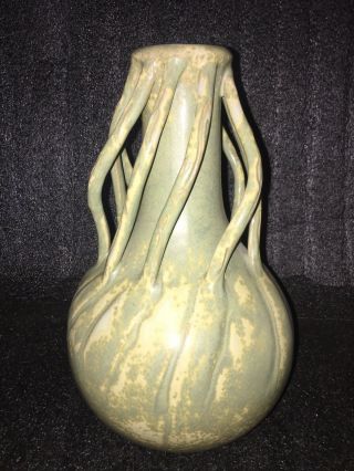9.  5” Odd Unique Nature Roots Antique Terracotta Hand Made Art Pottery Vase