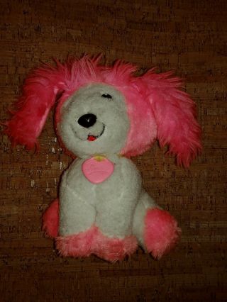 Vintage Poochie Stuffed Puppy Pink And White Guc