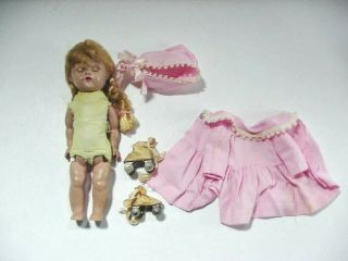 Vintage Vogue Ginny Doll W Roller Skates & Outfit - - Sleepy Eyes Need Tlc 7 - 1/4 "
