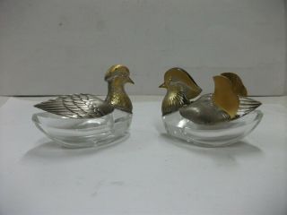 Seasoning case of the silver mandarin duck.  Japanese antique 3