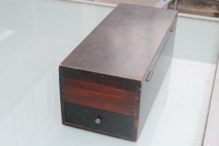 Antique Vintage Wooden Storage Box Drawer Dark Wood Solid Mahogany Oak Vgc