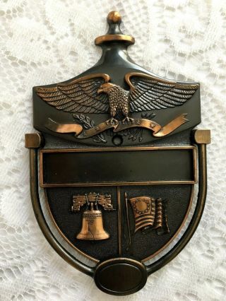 Vintage 1776 - 1976 Patriotic Eagle/flag/bell Metal Door Knocker