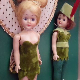 Vtg 1950s Walt DISNEY Hard Plastic PETER PAN,  TINKERBELL By Duchess Dolls 2
