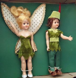 Vtg 1950s Walt DISNEY Hard Plastic PETER PAN,  TINKERBELL By Duchess Dolls 4