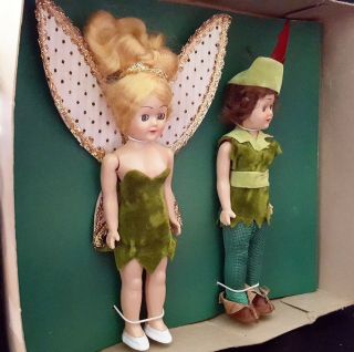 Vtg 1950s Walt DISNEY Hard Plastic PETER PAN,  TINKERBELL By Duchess Dolls 5