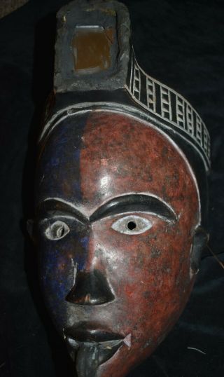 Orig $299 Bakongo Nikisi Mask,  Tonque Out Early 1900s 13 " Prov