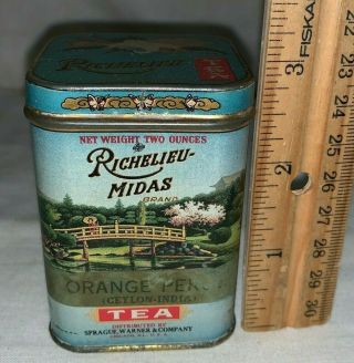 Antique Richelieu Midas Tin Litho Tea Can Sprague Warner Grocery Store Chicago