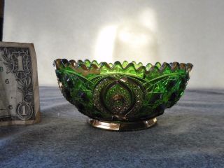 Antique Northwood Emerald Green With Gold Memphis Individual Berry Bowl