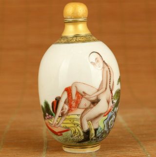 Old Porcelain Hand Painting Art Belle Culture Snuff Bottle Noble Gift
