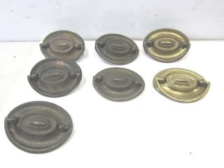 7 Vintage Oval Federal Style Brass Drawer Pulls 651