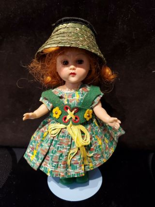 Vtg Vogue Ginny Walker Doll Wearing A No.  42 My Tiny Miss Green Print Dress