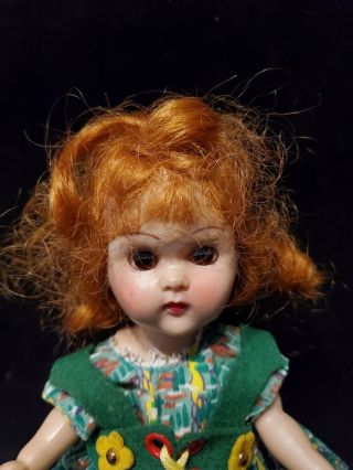 Vtg Vogue Ginny Walker Doll Wearing A No.  42 My Tiny Miss Green Print Dress 2