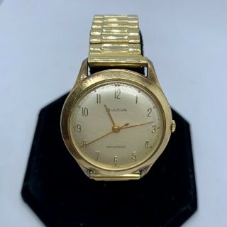 Vintage 1959 Bulova 11afc L9 Mens Swiss Watch 17 Jewels 10k Rgp Please Read