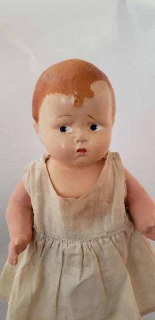 1930s Effanbee Baby Grumpy 11” Composition And Cloth Antique Doll