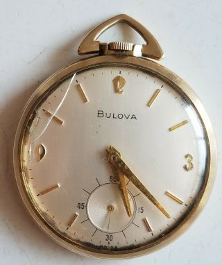 Bulova 17j Swiss Pocket Watch 10k Rolled Gold Runs Vintage
