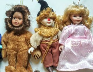 Wizard Of Oz Bisque Dolls Set Of 6 Cowardly Lion,  Glenda & More