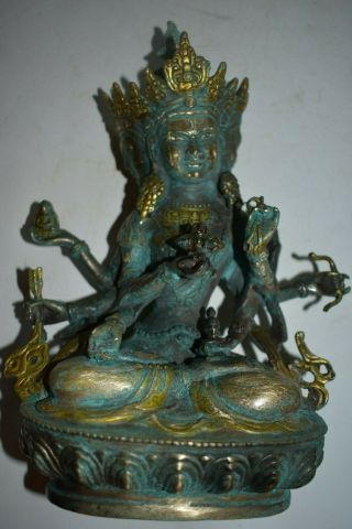 Orig $499 Nepal Shamans Unusual Ritual Bronze Multihead Buddha 1900s 9in