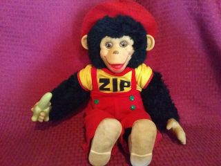 Vtg Zippy Monkey Mr Bim Zip The Chimp Plush Stuffed 18 " Toy Doll Rubber Face