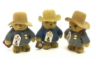 Vintage - 3 - Tiny Paddington Bear Dolls Made In Eden 3”