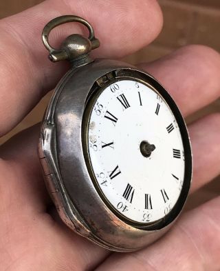 A Gents Early Antique Solid Silver London Verge / Fusee Pocket Watch,  1769.