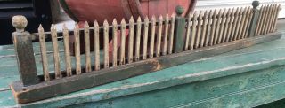 Antique Green Painted Wood Dollhouse Christmas Fence