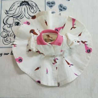 Vintage Terri Lee Doll Dress For Tiny Terri Lee,  Rose Pink Rabbit Print Dress