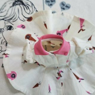 Vintage Terri Lee doll dress for Tiny Terri Lee,  Rose Pink Rabbit print dress 4