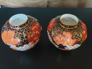 STUNNING Antique Royal Crown Derby Palette Squat Vases. 2