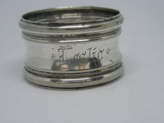 Antique Wallace Bros.  Nickel Silver Napkin Ring Engraved " Leslie "