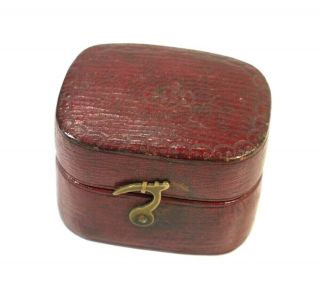 Georgian Antique Tooled Red Moroccan Leather Ring / Jewellery Box.