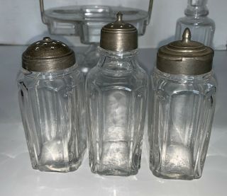 Vintage Antique 5 piece Cruet Set Victorian Glass Condiment Holder 4