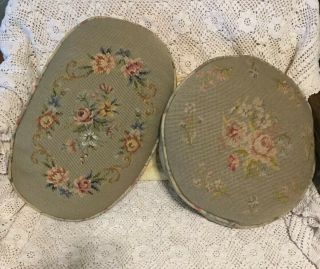 Antique Victorian Pillow Needlepoint Petit Point French Boudoir Embroidery Linen