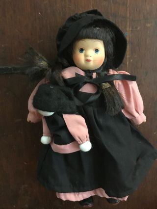 Vintage Amish Girl Porcelain Doll With Baby Doll