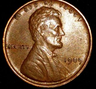1909 Vdb Lincoln Cent Coin Antique Penny Xf,  Year After Indian Head Bv3