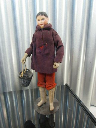 Antique French Bisque Machie Doll 9 Inches Tall Peasant Style 701